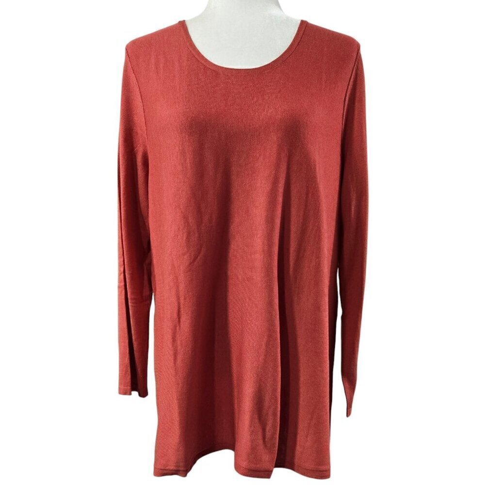 J. Jill NWT Sangria Red Silk Blend Lightweight Knit Tunic Colorful
